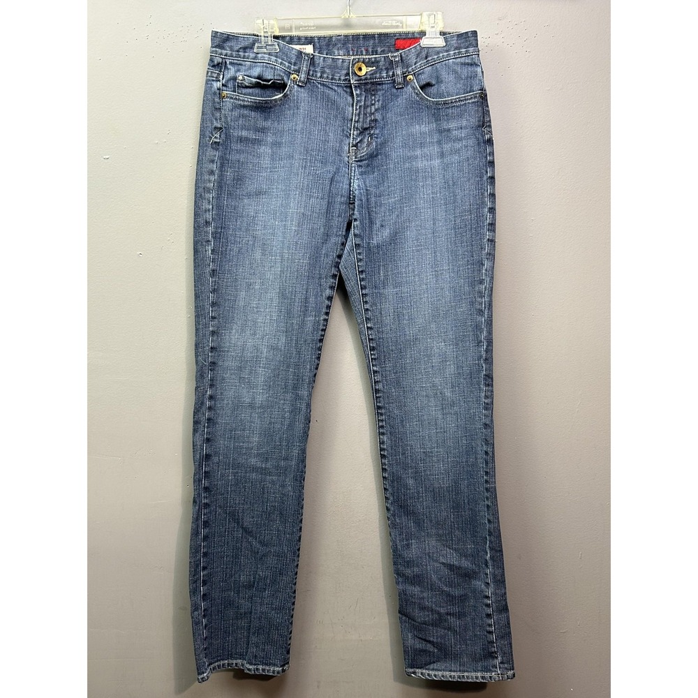 X2 Jeans Womens 10 Long Blue Curvy Regular Rise Straight Leg Denim Five‎ Pocket